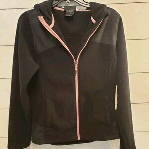 409 Snoku Front Zip Black Hoodie Med Sportwear Women's Side Pockets Fleece EUC
